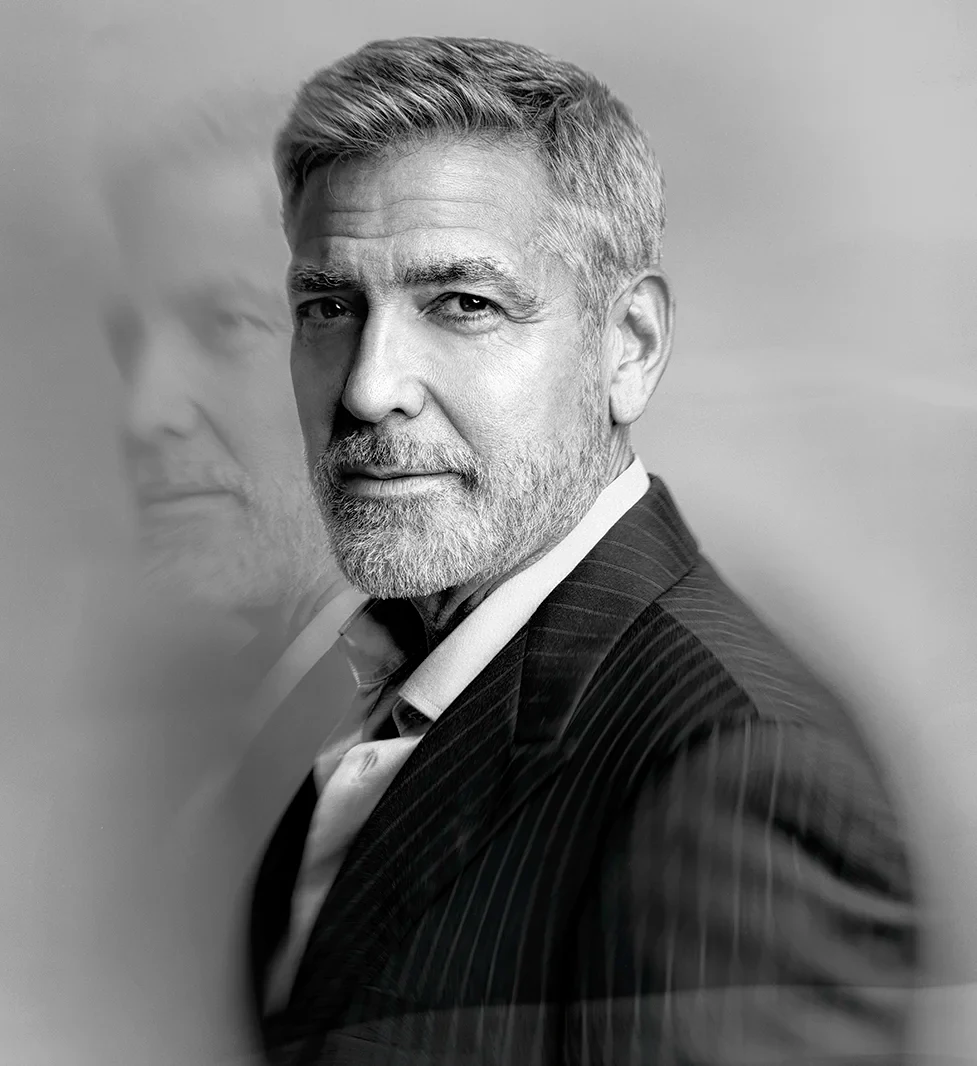 George Clooney, black and white portrait